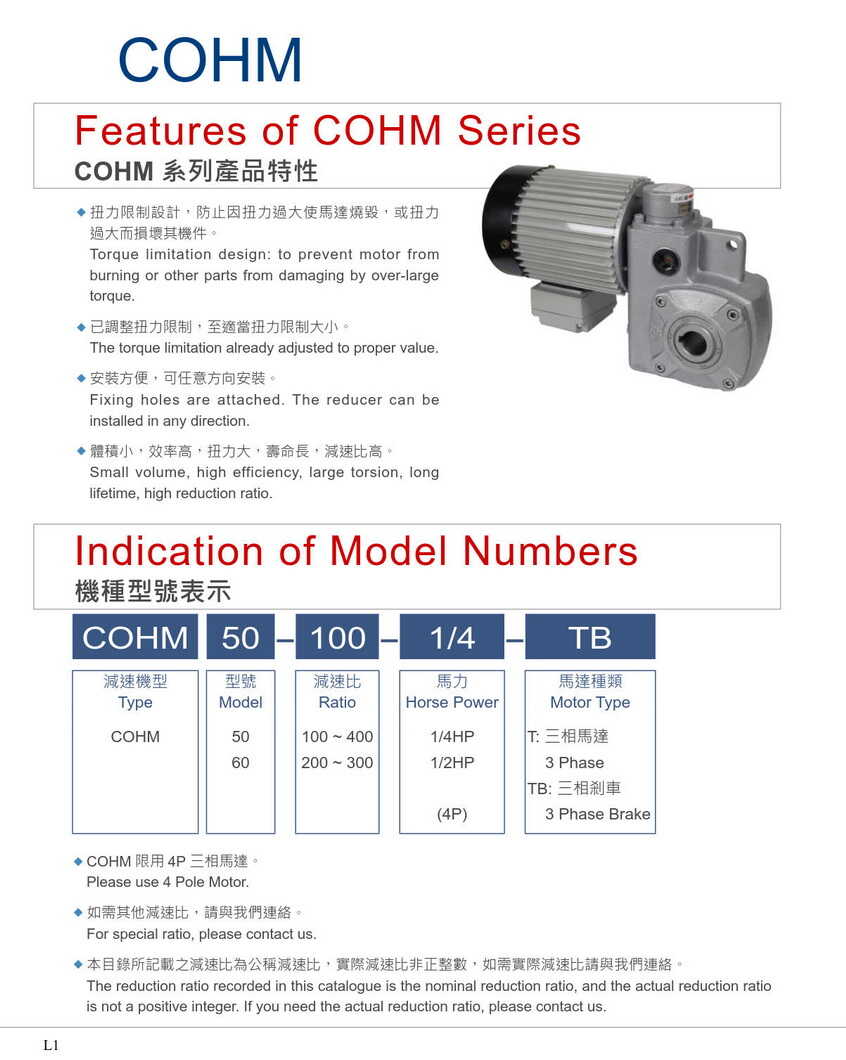 利明軸上型減速機